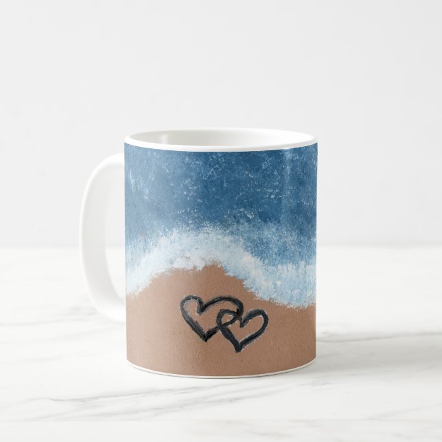 Mug Cœurs dans le Sable (Devant gauche)
