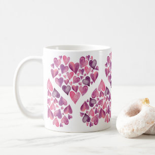 Mug Coeurs d'aquarelle rose Saint-Valentin