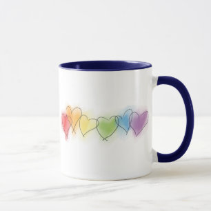 Mug Coeurs d'arc-en-ciel d'aquarelle