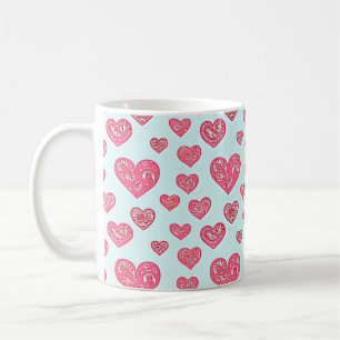 Mug Cœurs de la Saint-Valentin à pois roses et à motif