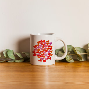 Mug Coeurs de la Saint Valentin - rose et orange