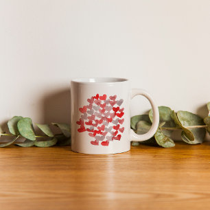 Mug Coeurs de la Saint Valentin - rouge et gris