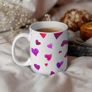 Mug Coeurs de la Saint Valentin - viva magenta et viol