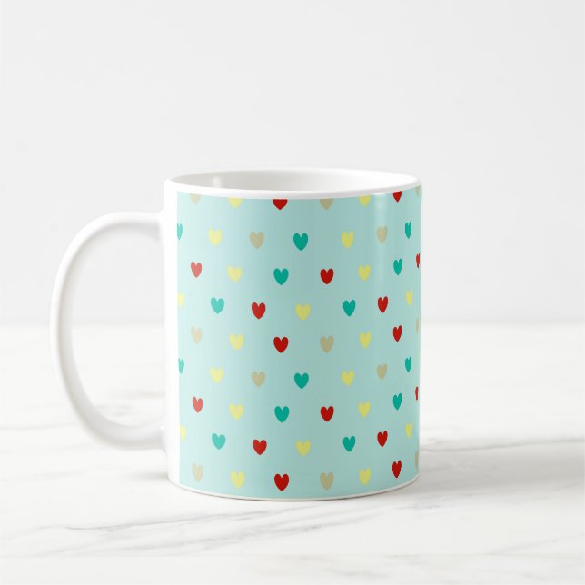 Mug Coeurs de polka minuscules sur le vert de la mer (Gauche)