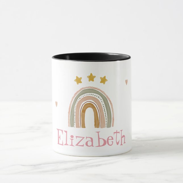 Mug Coeurs des étoiles arc-en-ciel mignons (Centre)
