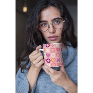 Mug Cœurs doux d'amour & Câlins XOXO Moderne Abstrait