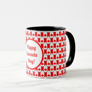 Mug Coeurs du drapeau canadien Feuille d'érable Motif 