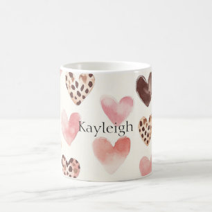 Mug Coeurs Empreintes de léopard Brown roses