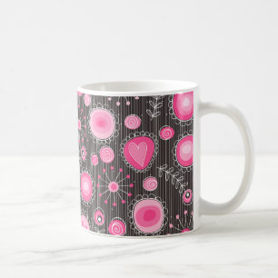 Mug Coeurs et fleurs rose et bleu Whimsical