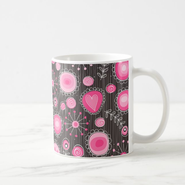 Mug Coeurs et fleurs rose et bleu Whimsical (Droite)