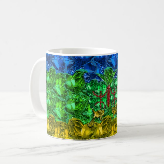 Mug Coeurs et papillon sur l'arrière - plan du drapeau (Devant gauche)