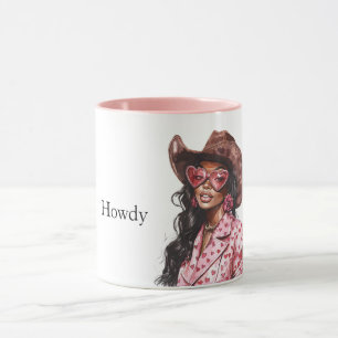 Mug Coeurs Howdy Black Lady Cowgirl