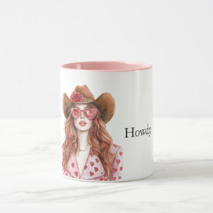 Mug Coeurs Howdy Red Hair Cowgirl