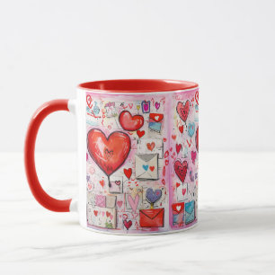 Mug Coeurs lunaires et lettres d'amour Motif