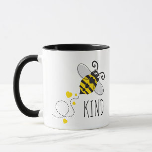 Mug Coeurs mignons abeilles jaune jaune noir ou texte 