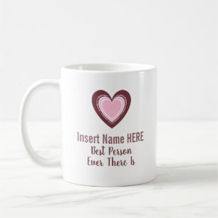 Mug Coeurs mignons personnalisés en rose et marron