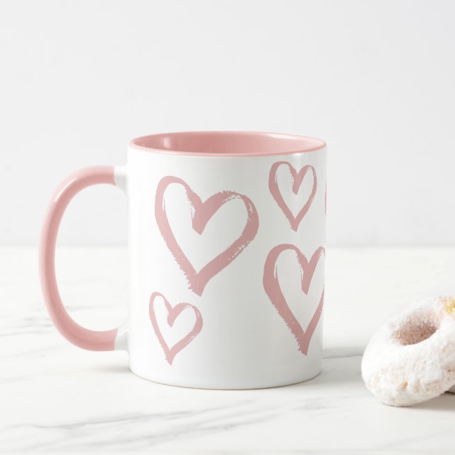 Mug Coeurs roses (Avec donut)
