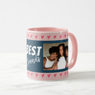 Mug Coeurs roses modernes Meilleurs amis Typographie 2