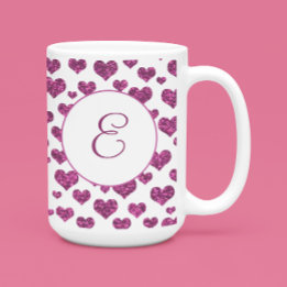 Mug Coeurs roses Motif Élégant Monogramme personnalisé