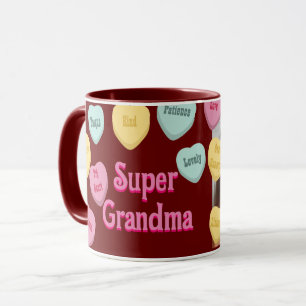 Mug Coeurs rouges et message photo Super grand-mère