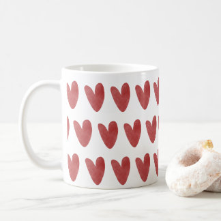 Mug Cœurs Rouges Gras Mignons sur Impression Complète