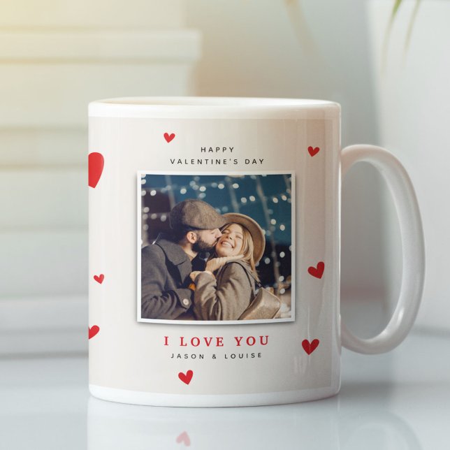 Mug Coeurs rouges mignons Valentines photo (Créateur téléchargé)