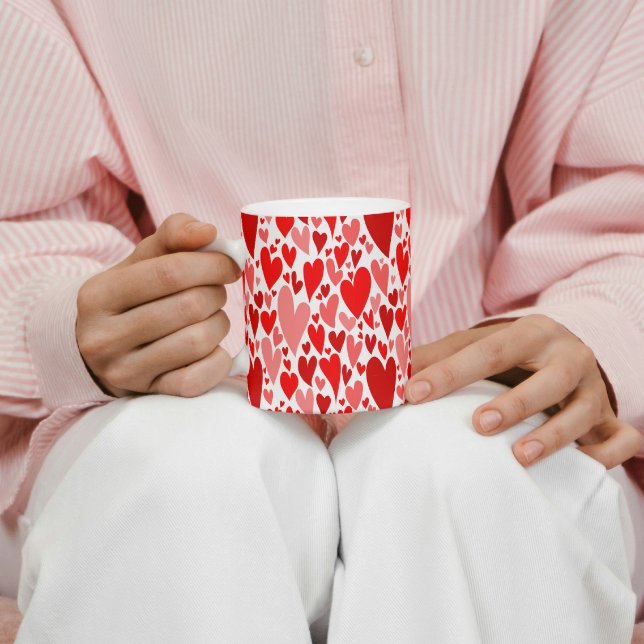 Mug Coeurs rouges super et romantiques Saint-Valentin (Créateur téléchargé)