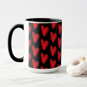Mug Coeurs rouges sur noir