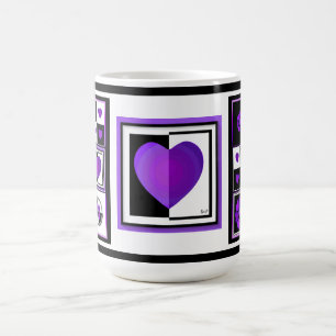 Mug Cœurs violets battants B&W