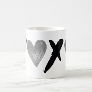 Mug Coeurs XOXO Noir Argent