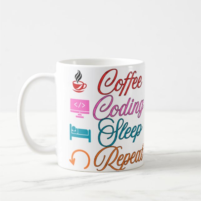 Mug Coffee Coding Sleep Repeat - Programmeur  (Gauche)