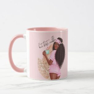 Mug Coffee Faux Pailleté Cheveux Fille Rose Rose 