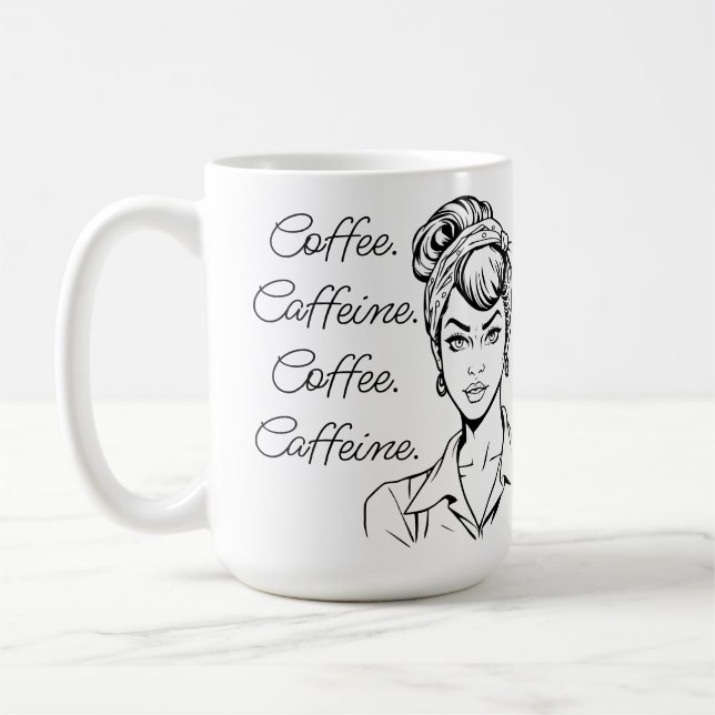 Mug Coffee Humor | Coffee, Caffeine, Repeat (Gauche)