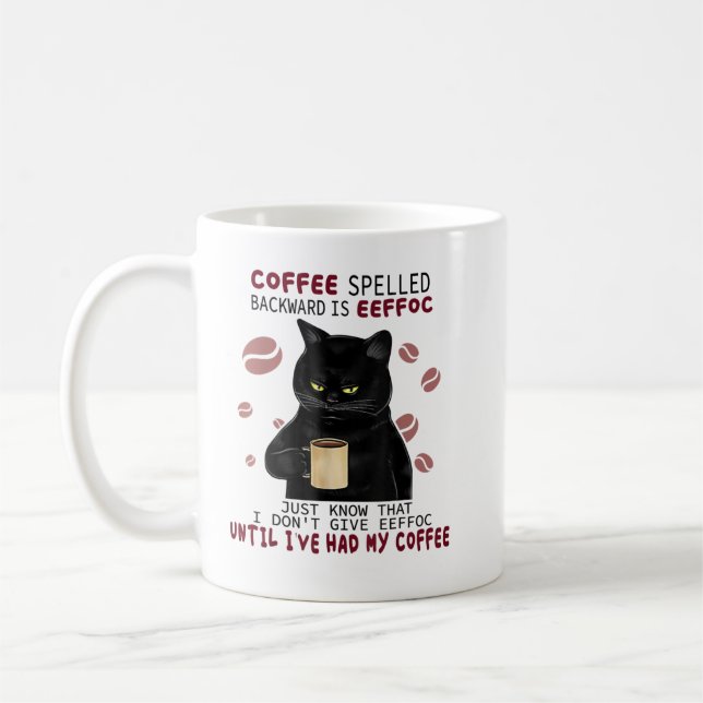 Mug Coffee Spelled Backwards Is Eeffoc Funny Cats (Gauche)