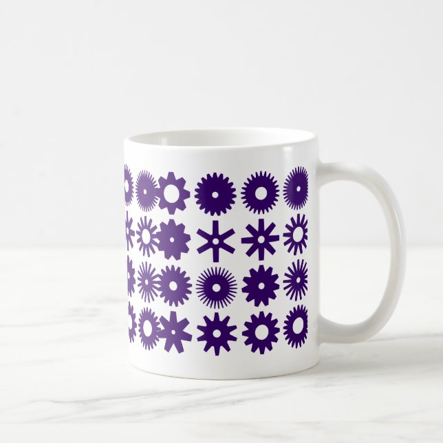 Mug Cogs - Violet profond sur blanc (Droite)