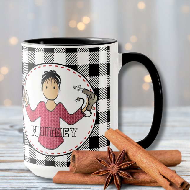 Mug Coiffeur Beautician Noël Drôle Cartoon (Créateur téléchargé)