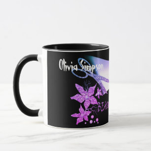 Mug Coiffeur Paillettes Ciseaux Brillants Fleurs Beaut