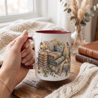 Mug coin lecture aquarelle personnalisé