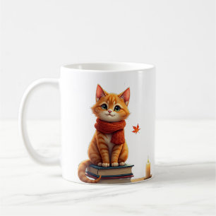 Mug Coin lecture confortable de chat d'automne Illustr