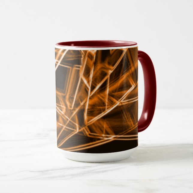 Mug coins carrés et taches "néon" orange (Devant droit)
