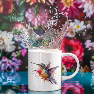 Mug colibri exotique coloré en aquarelle