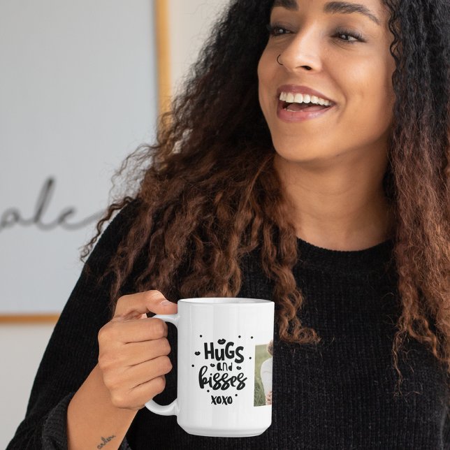 Mug Collage Couple Photo & Hugs Et Baisers Phrase Love (Créateur téléchargé)