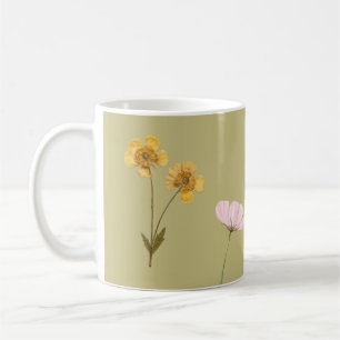 Mug Collage d'aquarelle de fleurs sauvages vintage sur