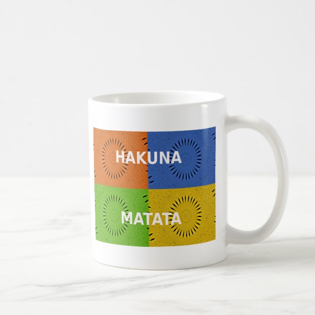 Mug Collage d'art pop coloré et message "Hakuna Matata (Droite)