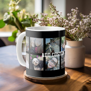 Mug Collage de 12 photos avec l'arrière - plan noir