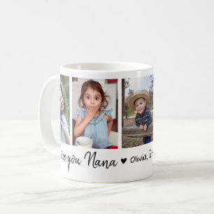 Mug Collage de 5 photos avec les noms des petits-enfan