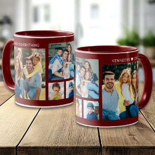 Mug Collage de 5 photos personnalisé Nom de famille Ma