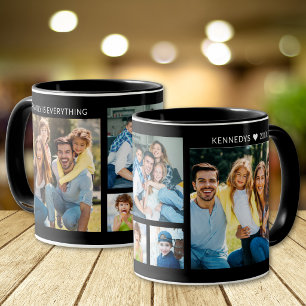 Mug Collage de 5 photos personnalisé Nom de famille No