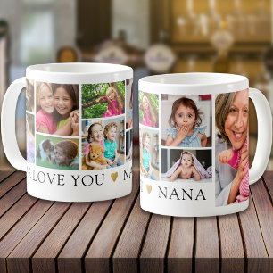 Mug Collage de 9 photos modernes Nous t'aimons Nana So
