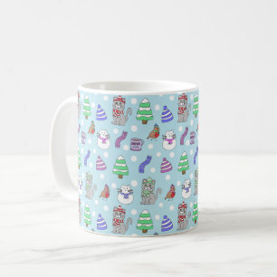 Mug Collage de chat d'hiver mignon